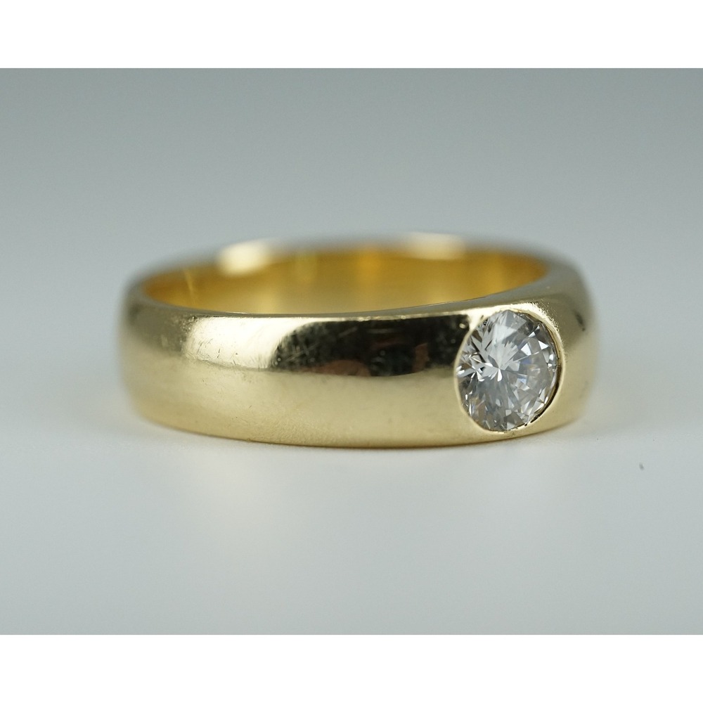 .50 ct Bezel Flush 18k Solid Yellow Gold Natural Diamond Ring - Thick Band 7.86g - Picture 7 of 10
